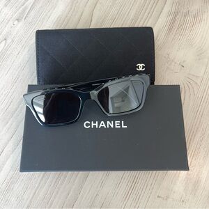 CHANEL Acetate Polarized Square Sunglasses 5417-A Black